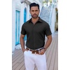 image:imageCOOFANDY Mens Button Down Shirts Short Sleeve Casual Shirt Summer Untucked Dress ShirtsBlack