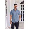 image:imageCOOFANDY Mens Button Down Shirts Short Sleeve Casual Shirt Summer Untucked Dress ShirtsCaptain Blue