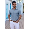 image:imageCOOFANDY Mens Button Down Shirts Short Sleeve Casual Shirt Summer Untucked Dress ShirtsCaptain Blue
