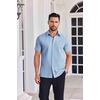 image:imageCOOFANDY Mens Button Down Shirts Short Sleeve Casual Shirt Summer Untucked Dress ShirtsGeometric Blue