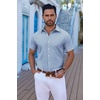 image:imageCOOFANDY Mens Button Down Shirts Short Sleeve Casual Shirt Summer Untucked Dress ShirtsGeometric Blue