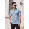image:imageCOOFANDY Mens Button Down Shirts Short Sleeve Casual Shirt Summer Untucked Dress ShirtsGeometric Blue