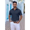 image:imageCOOFANDY Mens Button Down Shirts Short Sleeve Casual Shirt Summer Untucked Dress ShirtsNavy Blue