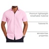 image:imageCOOFANDY Mens Button Down Shirts Short Sleeve Casual Shirt Summer Untucked Dress ShirtsPink