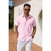 image:imageCOOFANDY Mens Button Down Shirts Short Sleeve Casual Shirt Summer Untucked Dress ShirtsPink