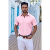 image:imageCOOFANDY Mens Button Down Shirts Short Sleeve Casual Shirt Summer Untucked Dress ShirtsPink