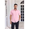 image:imageCOOFANDY Mens Button Down Shirts Short Sleeve Casual Shirt Summer Untucked Dress ShirtsPink