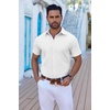 image:imageCOOFANDY Mens Button Down Shirts Short Sleeve Casual Shirt Summer Untucked Dress ShirtsWhite