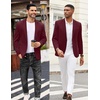 image:imageCOOFANDY Mens Casual Blazer Jacket One Button Suit Jackets Lightweight Knit Sport CoatWine Red