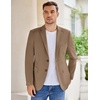 image:imageCOOFANDY Mens Casual Knit Blazer Stretch Sport Coat Two Button Suit JacketsLight Brown