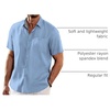 image:imageCOOFANDY Mens Casual Linen Shirts Short Sleeve Button Down Shirt Summer Beach TopsLight Blue