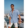 image:imageCOOFANDY Mens Casual Linen Shirts Short Sleeve Button Down Shirt Summer Beach TopsLight Blue