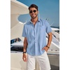 image:imageCOOFANDY Mens Casual Linen Shirts Short Sleeve Button Down Shirt Summer Beach TopsLight Blue