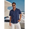 image:imageCOOFANDY Mens Casual Linen Shirts Short Sleeve Button Down Shirt Summer Beach TopsNavy Blue