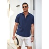 image:imageCOOFANDY Mens Casual Linen Shirts Short Sleeve Button Down Shirt Summer Beach TopsNavy Blue