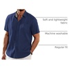 image:imageCOOFANDY Mens Casual Linen Shirts Short Sleeve Button Down Shirt Summer Beach TopsNavy Blue