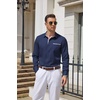 image:imageCOOFANDY Mens Dress Shirt Long Sleeve Button Down Shirt Wrinkle Free CasualNavy Blueblue White Grid