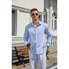 image:imageCOOFANDY Mens Dress Shirt Long Sleeve Button Down Shirt Wrinkle Free CasualSky Blue