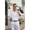 image:imageCOOFANDY Mens Dress Shirt Long Sleeve Button Down Shirt Wrinkle Free CasualWhitekhaki Grid