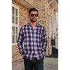 image:imageCOOFANDY Mens Flannel Plaid Shirts Long Sleeve Casual Button Down Cotton Shirt with PocketPurple Black Plaid