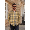 image:imageCOOFANDY Mens Flannel Plaid Shirts Long Sleeve Casual Button Down Cotton Shirt with PocketYellow Navy Plaid