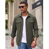 image:imageCOOFANDY Mens Flannel Shirt Jacket Long Sleeve Plaid Shacket with PocketsArmy Green Solid Color