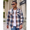 image:imageCOOFANDY Mens Flannel Shirt Jacket Long Sleeve Plaid Shacket with PocketsBlackkhaki