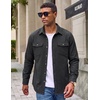 image:imageCOOFANDY Mens Flannel Shirt Jacket Long Sleeve Plaid Shacket with PocketsBlacksolid Color