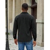 image:imageCOOFANDY Mens Flannel Shirt Jacket Long Sleeve Plaid Shacket with PocketsBlacksolid Color