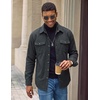 image:imageCOOFANDY Mens Flannel Shirt Jacket Long Sleeve Plaid Shacket with PocketsBlacksolid Color