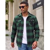 image:imageCOOFANDY Mens Flannel Shirt Jacket Long Sleeve Plaid Shacket with PocketsDark Green