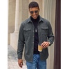 image:imageCOOFANDY Mens Flannel Shirt Jacket Long Sleeve Plaid Shacket with PocketsDark Grey Solid Color