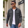 image:imageCOOFANDY Mens Flannel Shirt Jacket Long Sleeve Plaid Shacket with PocketsDark Grey Solid Color