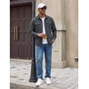 image:imageCOOFANDY Mens Flannel Shirt Jacket Long Sleeve Plaid Shacket with PocketsDark Grey Solid Color