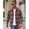 image:imageCOOFANDY Mens Flannel Shirt Jacket Long Sleeve Plaid Shacket with PocketsDark Khaki