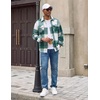 image:imageCOOFANDY Mens Flannel Shirt Jacket Long Sleeve Plaid Shacket with PocketsGreen
