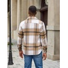 image:imageCOOFANDY Mens Flannel Shirt Jacket Long Sleeve Plaid Shacket with PocketsLight Khaki