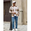 image:imageCOOFANDY Mens Flannel Shirt Jacket Long Sleeve Plaid Shacket with PocketsLight Khaki