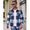 image:imageCOOFANDY Mens Flannel Shirt Jacket Long Sleeve Plaid Shacket with PocketsNavy Blue