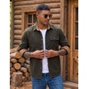 image:imageCOOFANDY Mens Flannel Shirts Long Sleeve Plaid Button Down Shirt JacketArmy Green