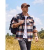 image:imageCOOFANDY Mens Flannel Shirts Long Sleeve Plaid Button Down Shirt JacketBeige Orange