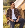 image:imageCOOFANDY Mens Flannel Shirts Long Sleeve Plaid Button Down Shirt JacketBrown