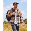 image:imageCOOFANDY Mens Flannel Shirts Long Sleeve Plaid Button Down Shirt JacketKhaki