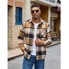 image:imageCOOFANDY Mens Flannel Shirts Long Sleeve Plaid Button Down Shirt JacketKhaki