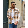 image:imageCOOFANDY Mens Flannel Shirts Long Sleeve Plaid Button Down Shirt JacketLight Khaki