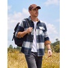 image:imageCOOFANDY Mens Flannel Shirts Long Sleeve Plaid Button Down Shirt JacketNavy Blue
