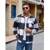image:imageCOOFANDY Mens Flannel Shirts Long Sleeve Plaid Button Down Shirt JacketNavy Blue
