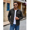 image:imageCOOFANDY Mens Flannel Shirts Long Sleeve Plaid Button Down Shirt JacketSolid Black