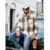image:imageCOOFANDY Mens Flannel Shirts Long Sleeve Plaid Button Down Shirt Jackets01light Khaki Plaid