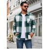 image:imageCOOFANDY Mens Flannel Shirts Long Sleeve Plaid Button Down Shirt JacketsGreen Plaid